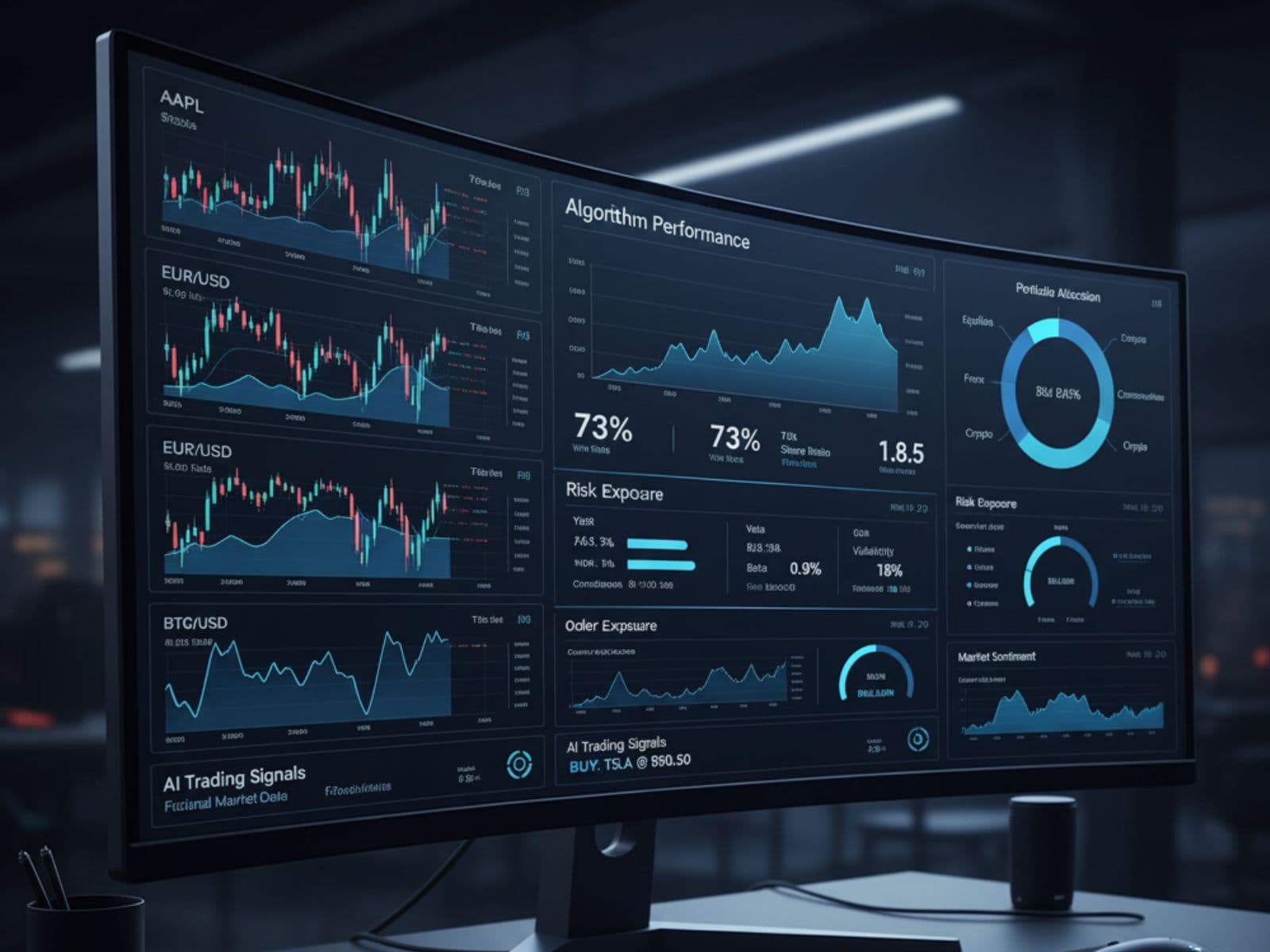 Algorithmic trading dashboard with real-time market analysis