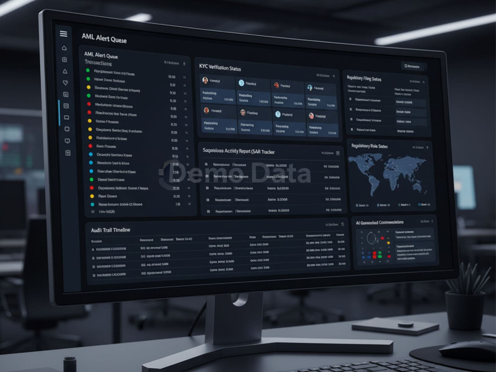 Automated compliance monitoring and AML/KYC dashboard