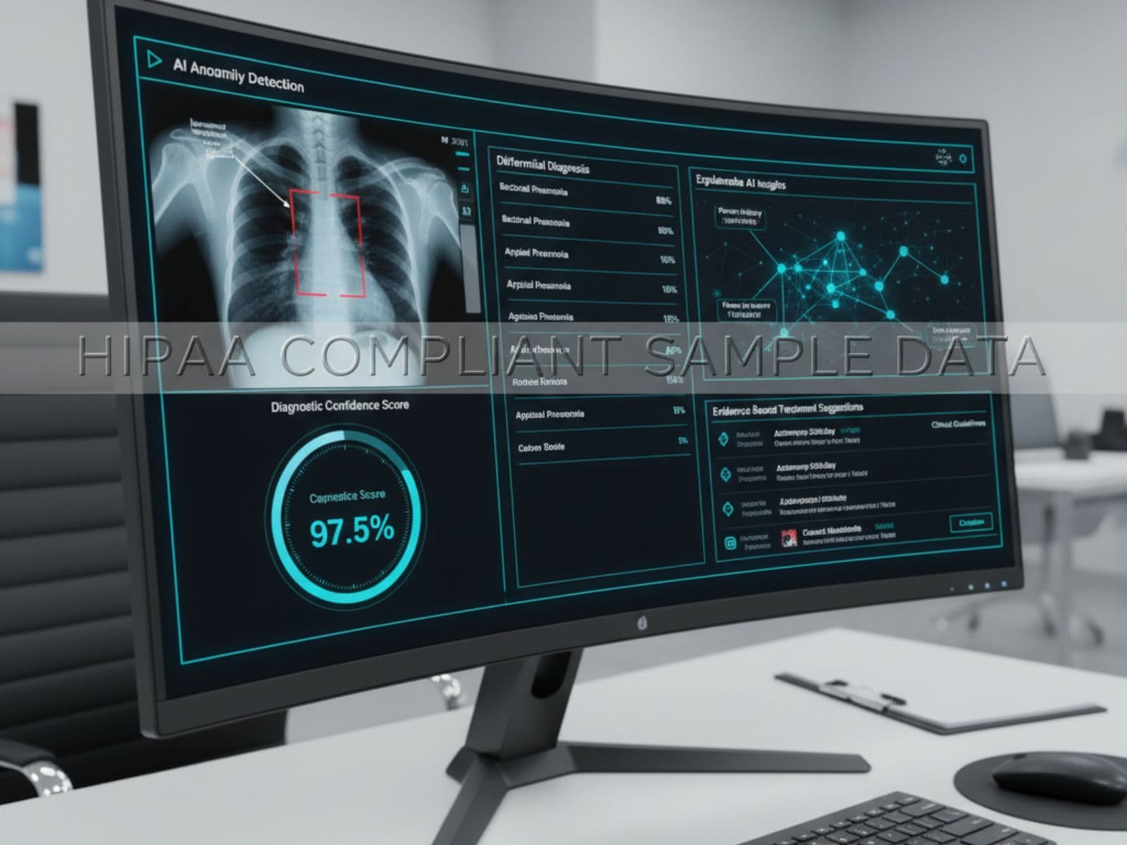 Medical scan with AI detection highlighting anomaly