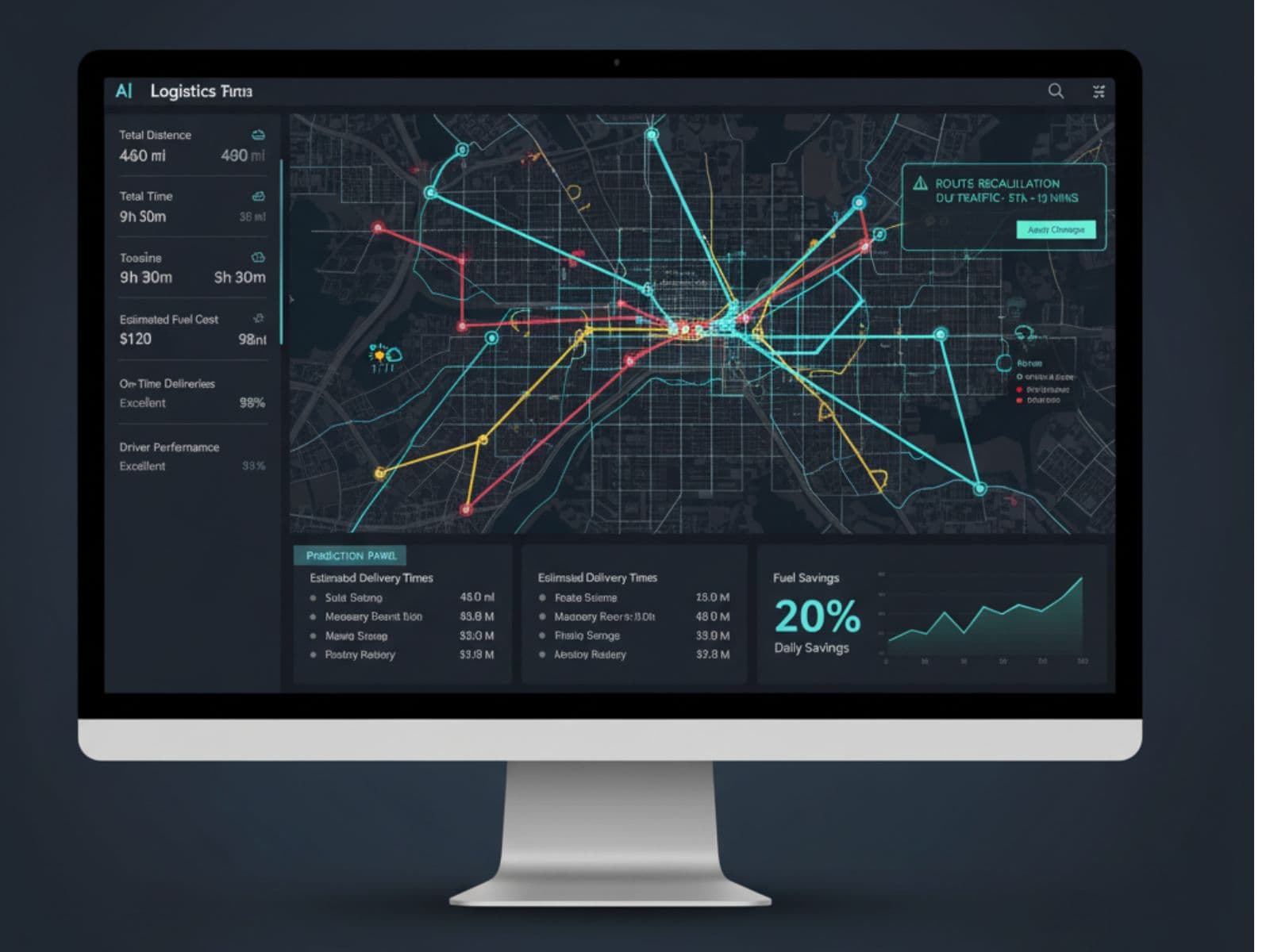 AI-powered dynamic route optimization dashboard